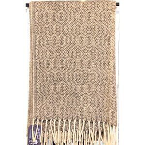 Vintage 60” Wool Shawl Classic Neutral Winter Cream and Soft Gray Beige Taupe